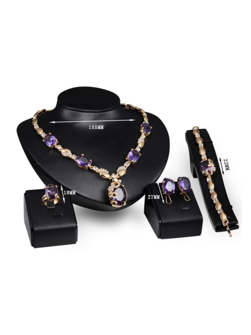 BESTIE 2018 Alloy Imitation-gold Plated Fashion Stones Four Pieces Jewelry Set 2