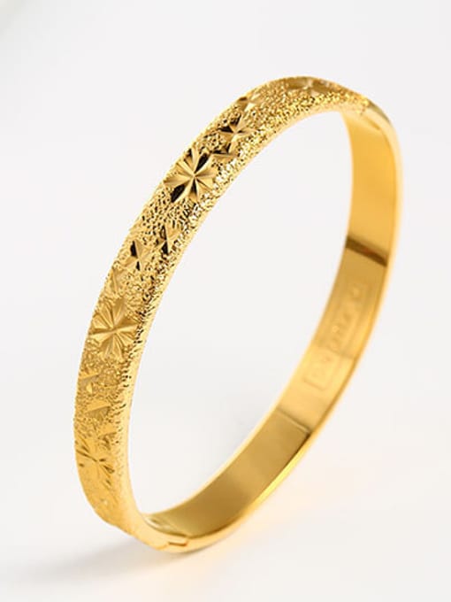 XP Copper Alloy 24K Gold Plated Ethnic Creative Stamp Bangle