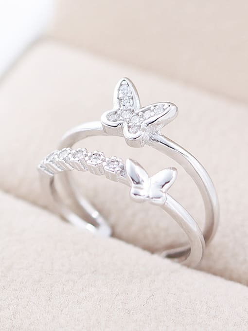 kwan Micro Pave Butterfly Exquisite Zircons Opening Ring 2