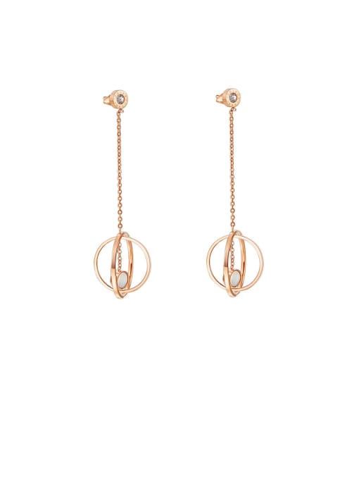 Rose Titanium With Rose Gold Plated Personality Geometric Drop Earrings