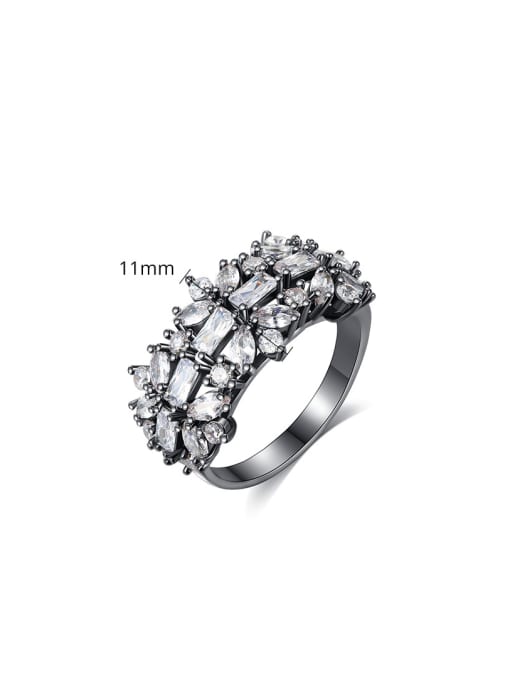 BLING SU Copper inlaid AAA cubic zirconia flower free size ring 0