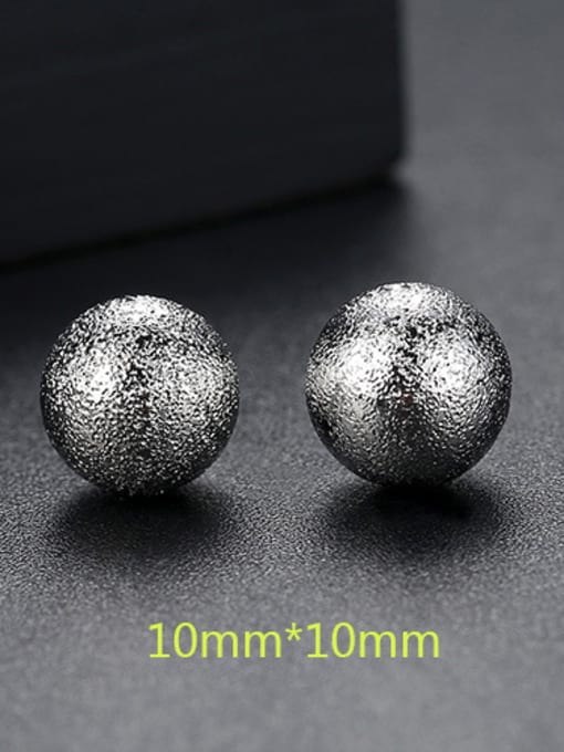 10mm-T01H21 Copper With Silver Plated Simplistic Ball Stud Earrings