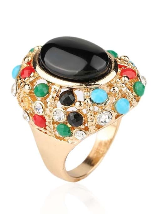 Gujin Personalized Colorful Resin stones Gold Plated Alloy Ring 3