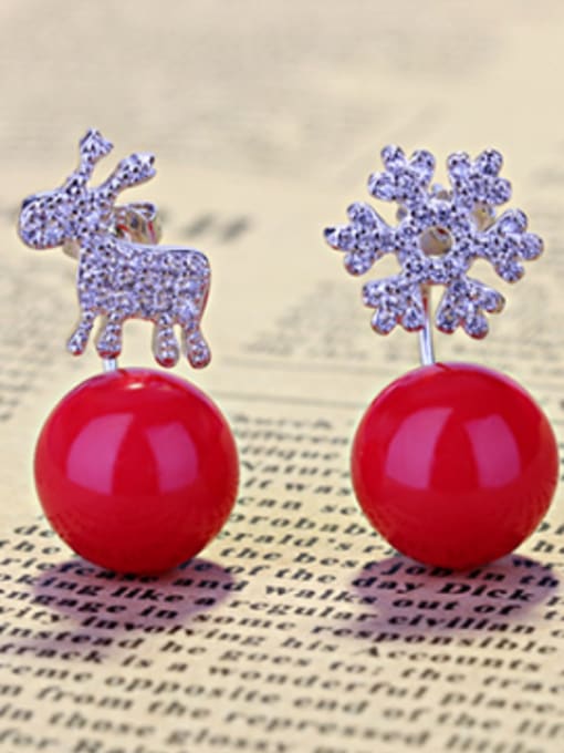 Rosh Personalized Little Deer Snowflake Zirconias Imitation Pearl Stud Earrings 1