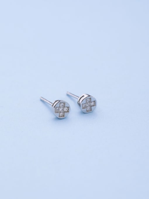 One Silver Exquisite Cross Shaped Stud Earrings 3