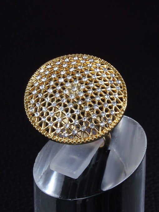 SANTIAGO Luxury 18K Gold Plated Net Design Zircon Ring 1