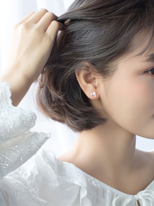 Rosh Women Trendy Star Shaped S925 Silver Stud Earrings 1