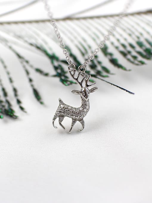 DAKA Fashion Little Deer Tiny Zirconias Silver Necklace 0