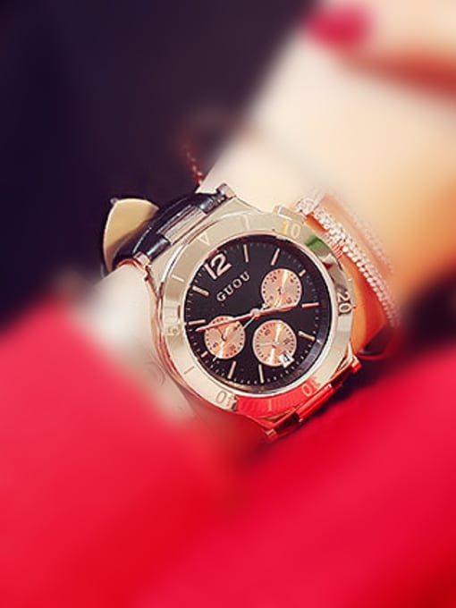 rose gold GUOU Brand Fashion Chronograph Mechanical Watch