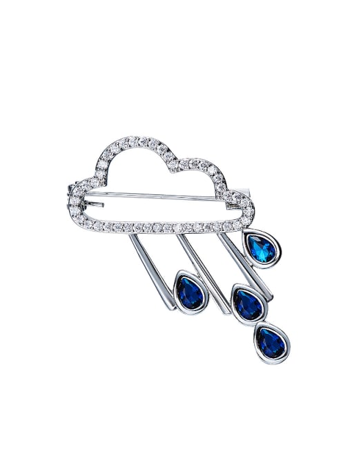 CEIDAI Simple Personalized Blue Stones Platinum Plated