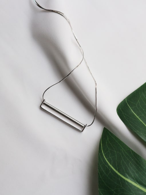 Boomer Cat Sterling silver long tube minimalist necklace