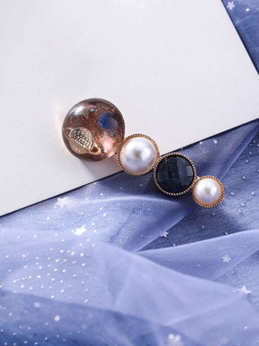 D light brown Alloy With Rose Gold Plated Fashion Round Barrettes & Clips