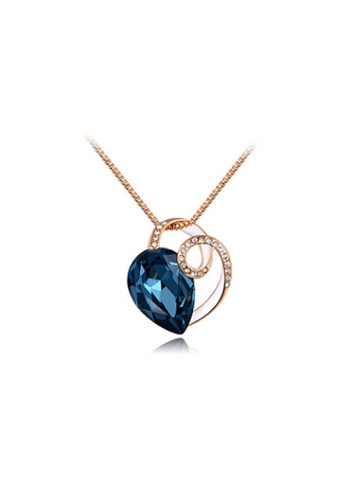 Ronaldo Blue Rose Gold Plated Heart Shaped Crystal Necklace 0