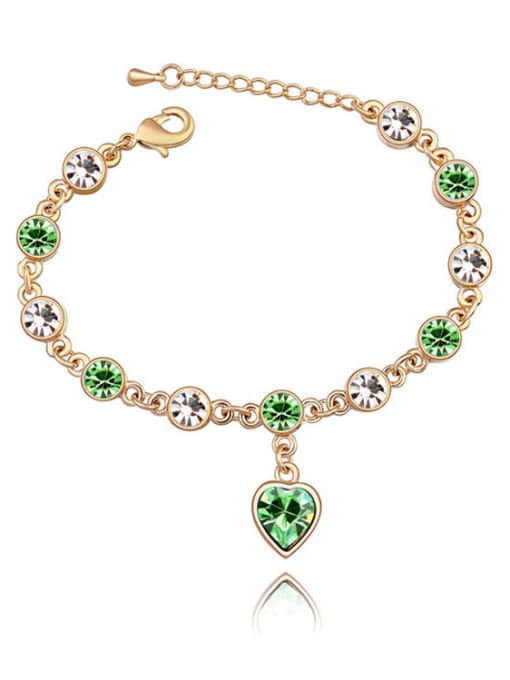 green Fashion Cubic austrian Crystals Heart Alloy Bracelet