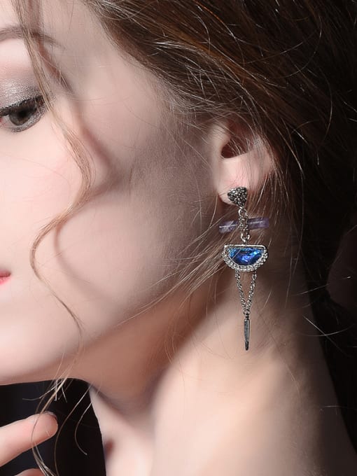 KM Natural Stones Geometric Shaped Western Style Women Drop Earrings 1