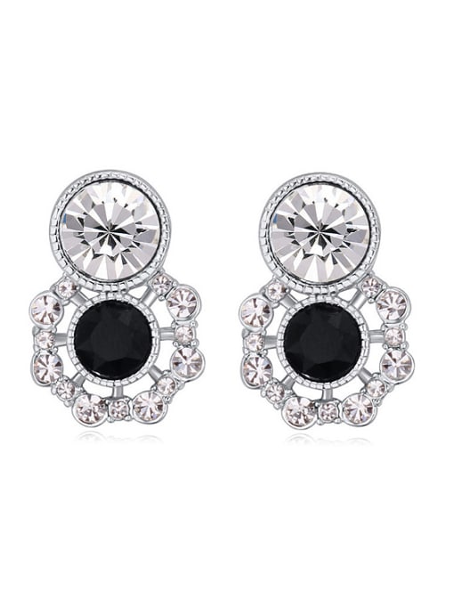 white Fashion Shiny austrian Crystals-covered Alloy Earrings