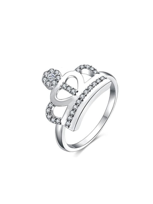 Ronaldo Women Exquisite Platinum Plated Crown Shaped Zircon Ring 0