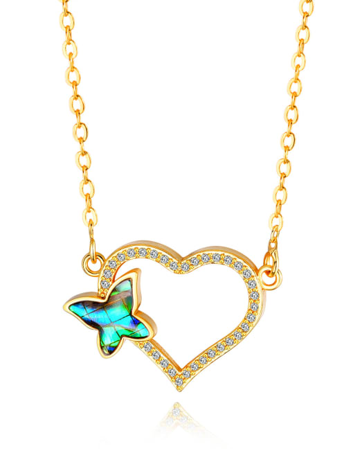 457-Gold-plated Copper With 18k Gold Plated Fashion Butterfly with heart Necklaces