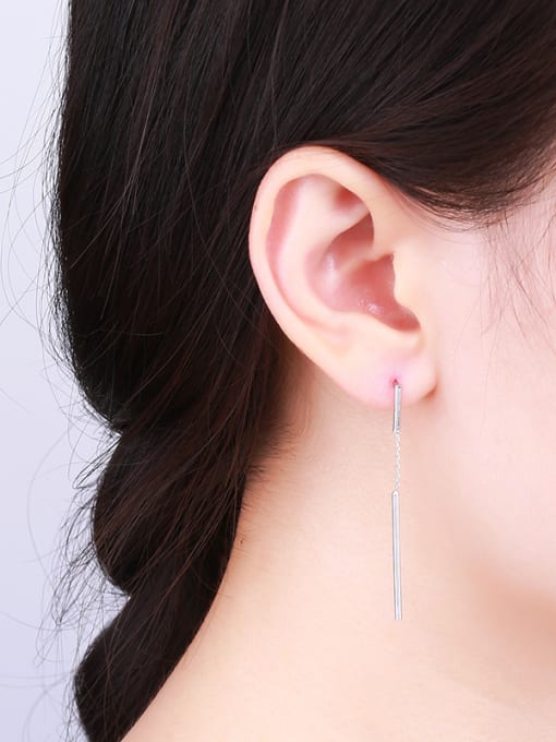 One Silver Women Temperament Stick Shaped Drop Earrings 1