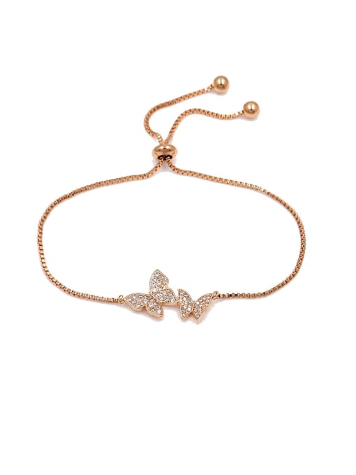 Mo Hai Copper With Cubic Zirconia Simplistic Butterfly Bracelets 1