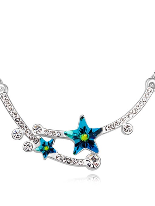 royal blue Elegant Star Cubic austrian Crystals Pendant Alloy Necklace