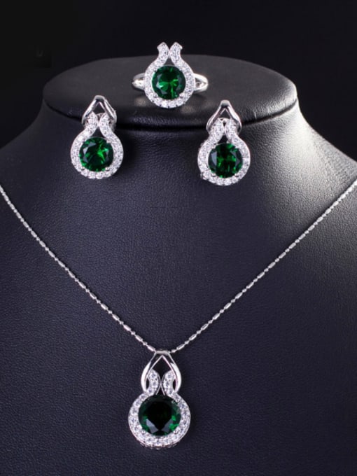 Emerald Ring 6 Yards Simple Fashion Three Luxurious Zircon Jewelry Set