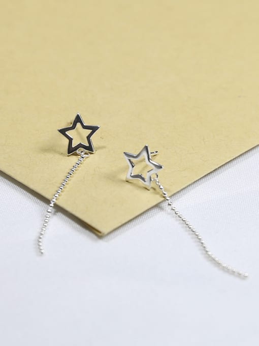 Peng Yuan Simple Hollow Star Tiny Beads Line 925 Silver Stud Earrings 1