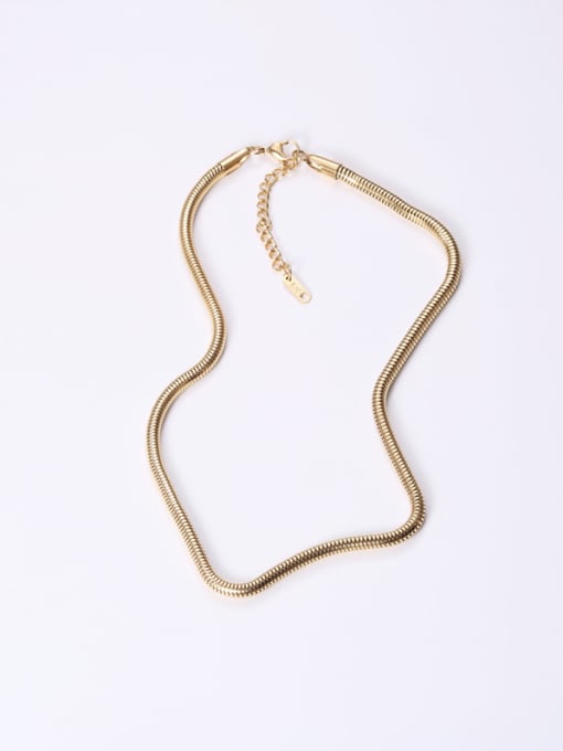 GROSE Titanium With Gold Plated Simplistic Snake Chain Necklaces 0