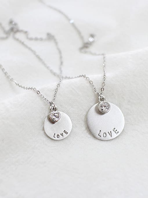 DAKA 925 Sterling Silver With Silver Plated Romantic Round Monogram & Name Necklaces 0