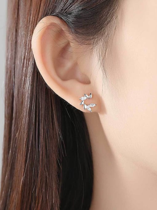 BLING SU Copper With 18k Gold Plated Delicate  Cubic Zirconia Stud Earrings 1