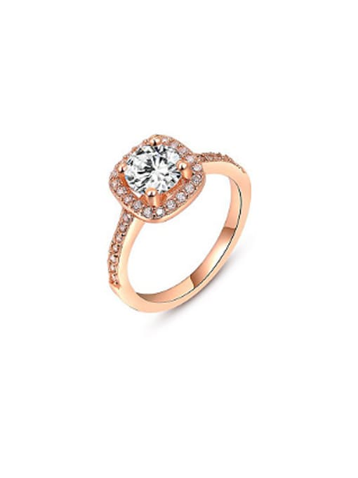 Ronaldo Rose Gold Plated Round Shaped Zircon Ring 0