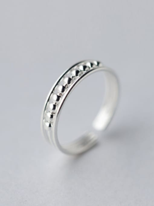 Rosh S925 silver light bead small opening band ring