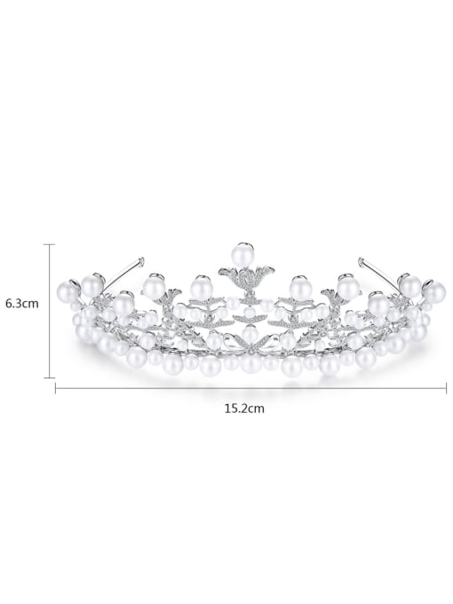 BLING SU Copper With White Gold Plated Delicate Tiaras & Crowns 3
