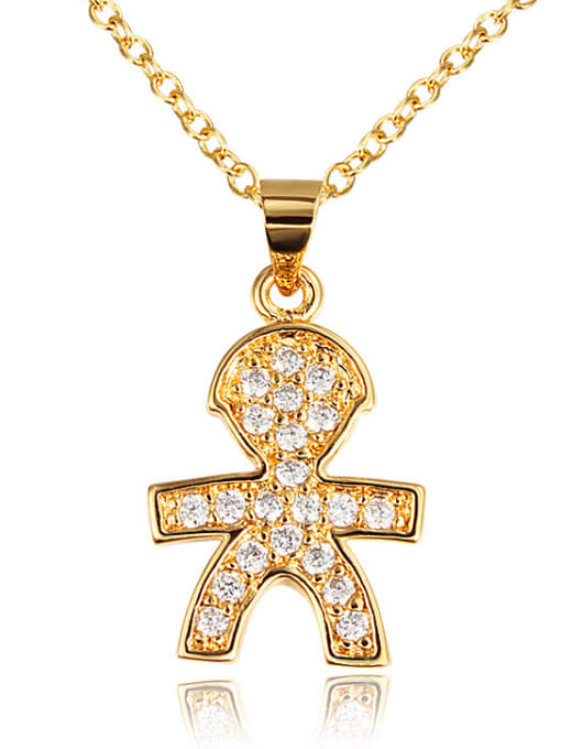 Gold Creative 18K Gold Plated Human Body Shaped Zircon Necklace