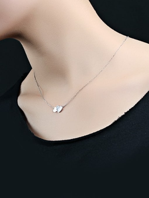 Open Sky Simple Double Heart Shell Titanium Necklace 1