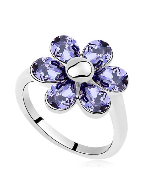 QIANZI Fashion austrian Crystals Flowery Alloy Ring 2