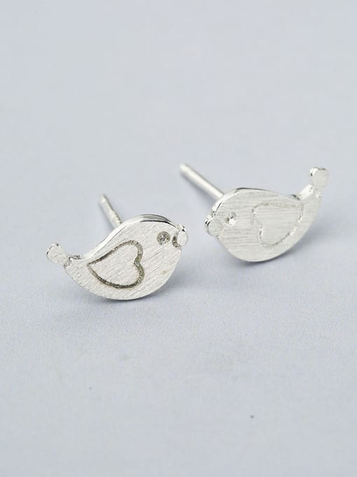 One Silver Women Cute Bird Shaped Earrings