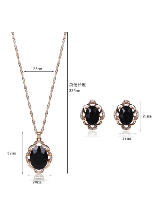 BESTIE Alloy Imitation-gold Plated Fashion Oval Stone Two Pieces Jewelry Set 2