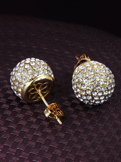 SANTIAGO Shining 18K Gold Plated Ball Shaped Zircon Two Pieces Jewelry Set 2