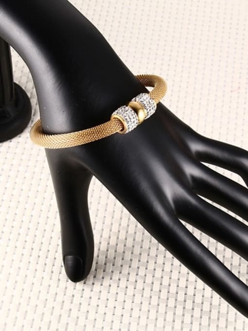 CONG Exquisite Gold Plated Shimmering Rhinestones Titanium Bangle 2