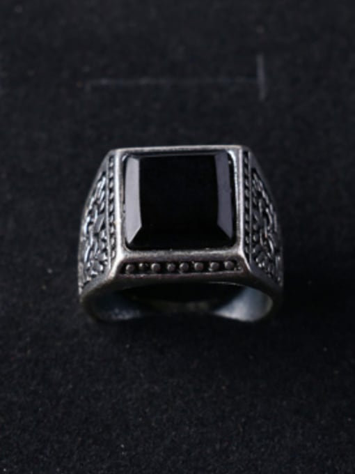 Gujin Retro style Square Resin Sliver Plated Ring 2