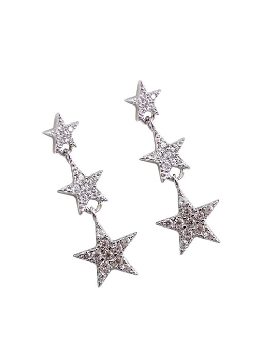 DAKA Fashion Tiny Zircon-studded Stars Silver Stud Earrings 0