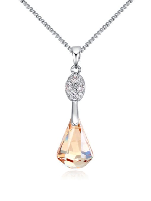 QIANZI Simple Water Drop austrian Crystals Pendant Platinum Plated Necklace 1