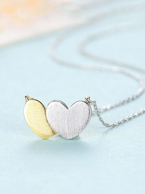 CCUI 925 Sterling Silver With Two-color plating Simplistic Heart Locket Necklace 2