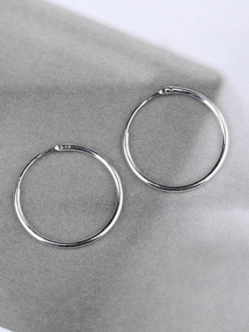 Peng Yuan Simple Refined Silver Loop Earrings 0