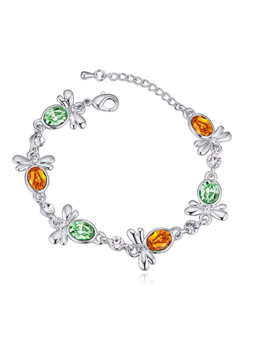 Double Color Fashion Oval austrian Crystals-accented Little Bees Alloy Bracelet