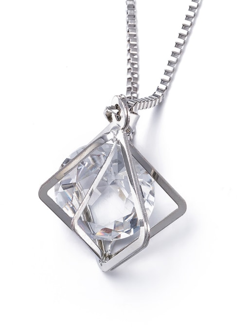 OUXI Fashion White Glass Alloy Necklace 2
