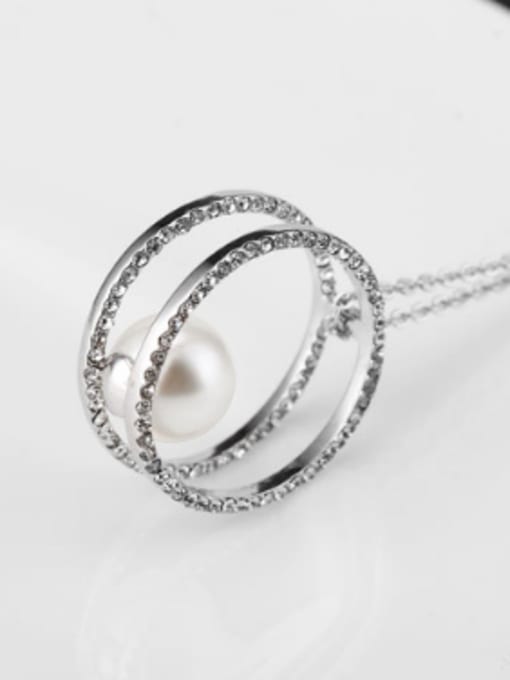 OUXI Simple Artificial Pearl Rhinestones Necklace 2