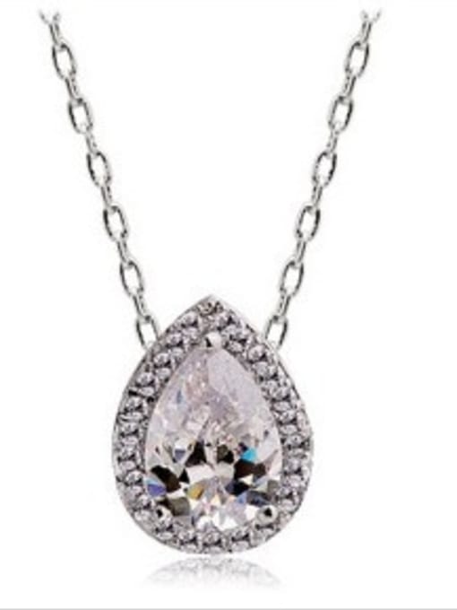 Platinum Copper inlaid AAA zircon water-drop modeling  exquisite dazzling necklace