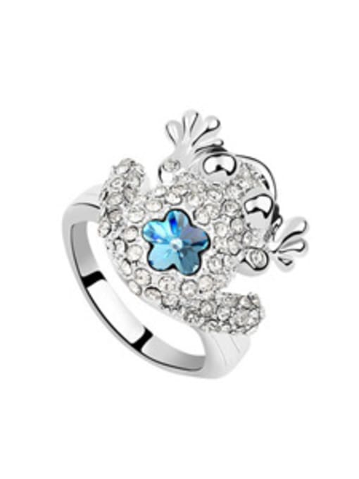 blue Personalized austrian Crystals-covered Toad Alloy Ring